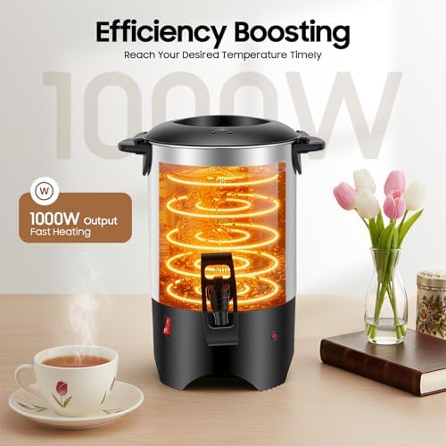 DYRABREST 5.2L Coffee Urn, 1000W Fast Heating Stainless Steel Coffee Dispenser with Reusable Filter, 175oz Hot Beverage Server with Auto Shut‑Off for Parties Events Restaurants Silver - Image 2