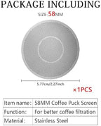 Compatible withPuck Screen 51/53/58mm Reusable Puck Screen For Espresso Portafilter Stainless Steel Screen Filter Compatible With Espresso(1PCS 58MM) - Image 2
