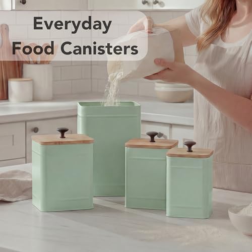 PERFNIQUE Kitchen Canisters, Airtight Canister Sets of 4 for Kitchen Counter, Sage Green Kitchen Accessories, Coffee Tea Sugar Flour Spice Tin Jars Food Storage (Sage Green) - Image 5