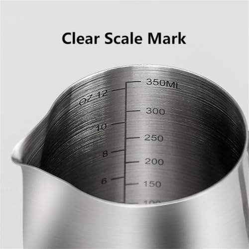Milk Frother Cup Stainless Steel Milk Frother Jug Stainless Steel Container 100ML 350ML 600ML Frothing Pitcher Coffee Cups Latte Barista Espresso Maker Accessory(350ML With Scale) - Image 4
