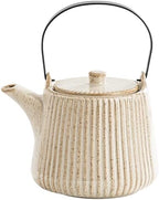 Yundu Ceramic Teapots for Tea, 1000ml/33.8oz Tea Pot with Infusers for Loose Tea, Striped Tea Pot with Removable Tea Infuser - Reactive Cream by YunduHome