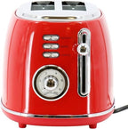 1.8 Quart Electric Tea Kettle and 2 Slice Toaster Combo, Retro Kitchen Appliance Set with Adjustable Browning and Water Temperature Gauge (Red) - Image 7
