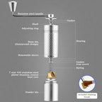 Manual Coffee Grinder, Hand Coffee Grinder, Metal Body with Seven star titanium plated 440 Stainless Steel Conical Burr Portable Coffee Grinders for Home Use, Office, Travel - Image 4
