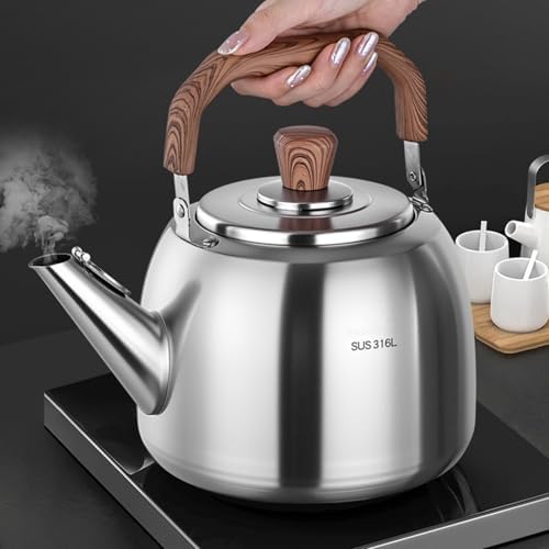 Food Grade 316 Stainless Steel Brushed Satin Teapot, Whistling Heavy Duty Tea Pot, Hot Water Fast to Boil, Seamless Bottom, Suitable for All Heat Sources(6L) - Image 7