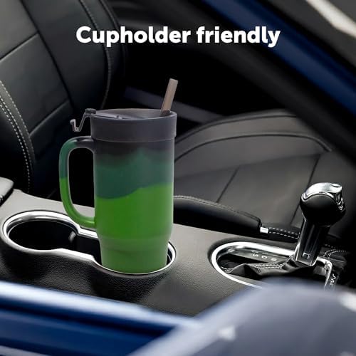 Silipint 32oz Silicone Tumbler with Handle, Flip Lid and Straw – BPA-Free, Non-Toxic, Freezer, Microwave, Dishwasher Safe Tumbler – Perfect for Tea, Smoothies (Evergreen) Pack of 1 - Image 4