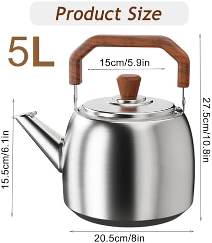 316 Stainless Steel Whistling Water Kettle for Stove Top, Large Capacity Tea Kettle with Handle, Hot Water Fast to Boil Tea Pot, Classic Kitchen Stovetop Kettle(5L/5.2 Quarts, Glossy) - Image 3