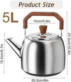 316 Stainless Steel Whistling Water Kettle for Stove Top, Large Capacity Tea Kettle with Handle, Hot Water Fast to Boil Tea Pot, Classic Kitchen Stovetop Kettle(5L/5.2 Quarts, Glossy) - Image 3