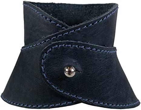 Hide & Drink, Pour Over Collar Compatible with Chemex 6-Cup Glass Handmade from Full Grain Leather - Slate Blue - Image 3