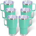 20 oz Tumbler with Handle and Lid Insulated Travel Coffee Mug LightBlue 6P by ATQTQ