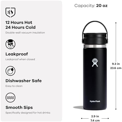 Hydro Flask Flex Sip Coffee Tumbler – Insulated Stainless Steel, Non Spill, Leak Proof Travel Cup 20 Oz Mermaid Green - Image 6