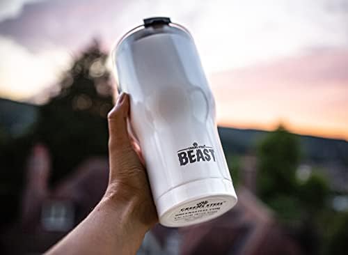 BEAST Insulated Coffee Mug – 900 ml I Arctic White I Stainless Steel I Reusable, Insulated Cups I 2 Straws and Cleaning Brush, Double Walled Travel Coffee Thermos I Hot or Iced Coffee - Image 4