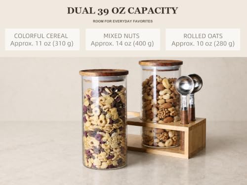 KKC HOME ACCNETS Glass Canister Set with Bamboo Rack & Scoops - 39oz - Image 3
