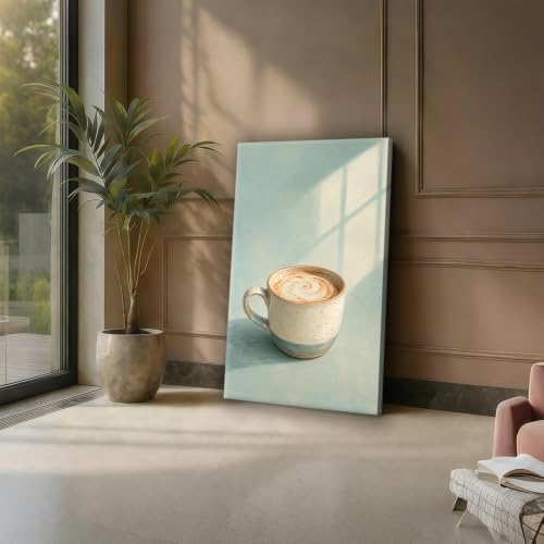 Coffee Mug Still Life Oil Painting Canvas Wall Art, Latte Art Poster - Image 7