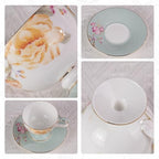 KAMMAK Tea Cups Set of 2,Ceramic Floral Pattern Demitasse Cup - Image 4
