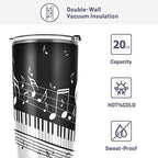 20 oz Piano Keys Music Note Insulated Tumbler Coffee Mug Double Wall Vacuum Travel Mug with Straw and Lid Stainless Steel - Image 4