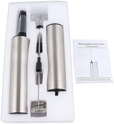 SUNGOOYUE Handheld Milk Frother, ABS Rechargeable Electric Whisk with 3 Replacement Heads, 800mAh USB Milk Foamer for Coffee Latte Matcha Eggs in Home Kitchen - Image 6