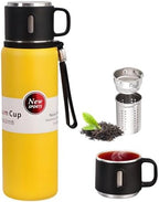 1000ml Double wall vacuum Leakproof stainless steel wide mouth insulated water bottle,tea tumbler with tea strainer infuser basket,cup and lid; travel coffee thermoses hot drinks,cold thermal flask by Unknown