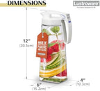 Lustroware QuickServe Airtight Pitcher - 2.1L (70oz), Heat Resistant, BPA-Free SAN Plastic, One Touch Open & Close, Space-Saving, Made in Japan - White (Pack of 2) - Image 3