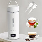 Compact Portable Electric Kettle, LCD Display with 6 Temperature Settings, 304 Stainless Steel, 450ml/15.2oz, Auto Shut-Off and Boil-Dry Protection, Travel Electric Kettle Teapot, White by Daoseolo