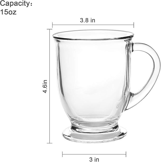 450ml Glass Coffee Mugs – Set of 2 | Clear Coffee Cups with Handles | Perfect for Latte, Cappuccino, Espresso, Tea & Hot Beverages - Image 3