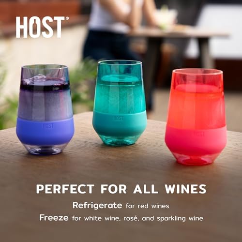 Host Freeze XL Wine Cooling Cups for Gifts for Mom, Birthday Gifts for Women, Double Wall Insulated Plastic Wine Glasses for Red and White Wines, Freezable Plastic Tumblers, 12 oz, Set of 4, Assorted - Image 6