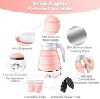 Qivine Collapsible Travel Kettle, Silicone Portable Water Boiler Kettle Electric 600ML, Foldable Electric Pot for Boiling Water, Small Camping Kettles for Tea Coffee with 2 Cups (Pink) - Image 4