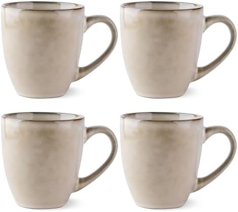 GBHOME Ceramic Coffee Mugs Set of 4, 12oz Stoneware Coffee Mugs Set For Dad Mom Women MEN, Light Weight Ceramic Coffee Cups for Latte/Tea/Beer/Hot Cocoa, Dishwasher & Microwave Safe,Cappuccino by GBhome