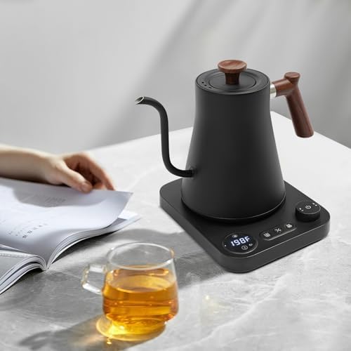 Gooseneck Electric Kettle 1200W, 0.24Gal/0.9L Constant Temperature Electric Tea Kettle with Adjustable Tempera 104-212℉, Quick Heating, 304 Stainless Steel for Coffee Tea Home Office (Black) - Image 5