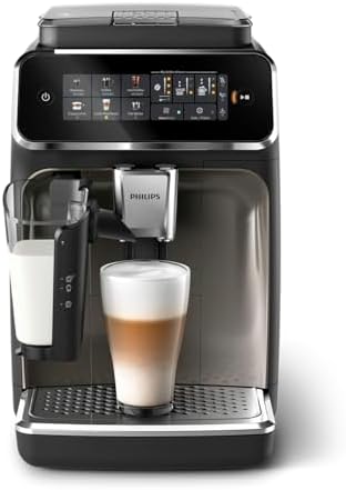 PHILIPS 3300 Series Fully Automatic Espresso Machine - LatteGo Milk System, 5 Coffee Varieties, Intuitive Touch Display, SilentBrew, 100% Ceramic Grinder, AquaClean Filter, Glossy Black (EP3347/90) - Image 4