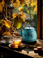 Toptier Teapot with Removable Infuser, Cast Iron Tea Kettle Stovetop Safe, Squirrel Design Tea Pot Coated with Enameled Interior for 32 Ounce (950 ml), Blue - Image 6