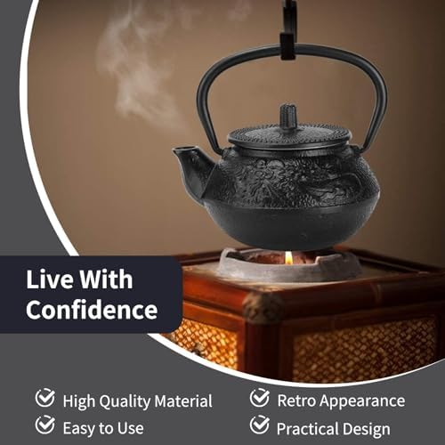 10oz/300ml Stovetop Tea Kettle, Japanese Cast Iron Teapot Traditional Kung Fu Teapot Kettle with Stainless Steel Infuser for Brewing Loose Leaf Tea - Image 4