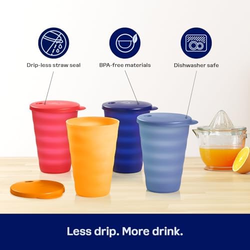 Tupperware Impressions Tumbler Set in Multicolor, 4 Count, Dishwasher Safe and BPA Free (4 Tumblers, 4 Lids, 17 fl oz each) - Image 4
