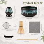 7PCS Matcha Set, Matcha Making Kit Includes Matcha Whisk and Bowl, Tea Lid, Scoop, Strainer and Match Whisk Holder, Tea Towel, Matcha Whisk Set for Matcha Lovers (Reactive Glaze) - Image 2