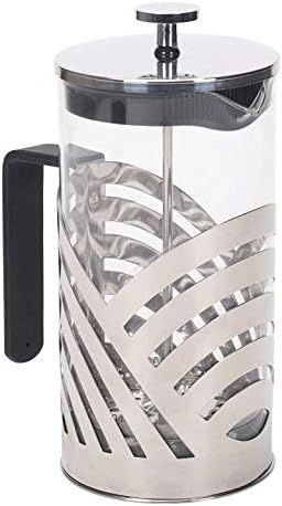 Elanze Designs Chrome 1 Liter Large Glass and Stainless Steel French Press Coffee and Loose Leaf Tea Maker by ElanzeDesigns