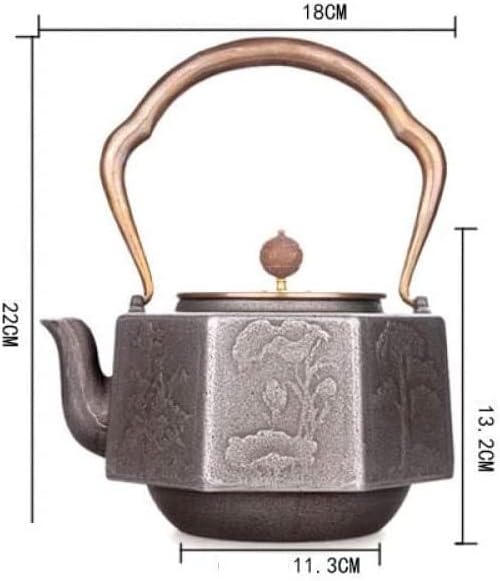 KYUSAR Japanese Cast Iron Teapot Chinese Teapot 1.2L Cast Iron Kettle Pot Inside and Outside Uncoated Original Iron Pot Handmade Iron Chinese Style Iron Pot Tetsubin Tea Pot - Image 2