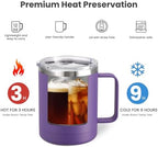 MEWAY 12oz Coffee Mug With Handle 8 Pack Bulk,Stainless Steel Insulated Travel Tumblers With Sliding Lid,Double Wall Vacuum Camping Cup for Hot & Cold Drinks Tea (Purple,Set of 8) - Image 3