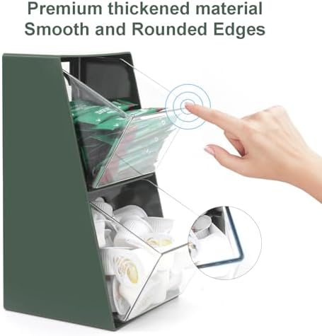 2 Pack Coffee Pod Holder K Cup Storage Organizer for Home Office Bar Countertop Organiser Storage Bins for Coffee Station Counter Container for Tea bag Sugar Creamer Filter Green - Image 3