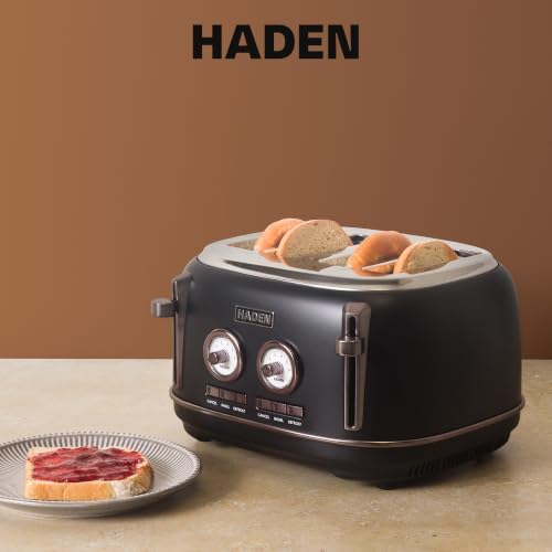 Haden Dorset 4 Slice Wide Slot Stainless Steel Bread Toaster, Black/Pewter - Image 7