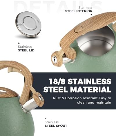 POLIVIAR Tea Kettle, 2.7 Quart Stovetop Tea Kettle, Audible Whistling Teapot with Crackle Finish, Food Grade Stainless Steel for Anti-Rust, Anti Hot Handle, Suitable for All Heat Sources (JX2023-LRG) - Image 6