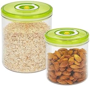 Coffee Canister, 2Pcs Vacuum Seal Containers, Airtight Kitchen Food Storage Container, for Grounds Coffee Bar Accessories, Beans, Tea, Flour, Cereal, Sugar, 2.1QT+1.1QT by snugtopia