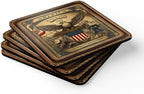 250 Anniversary USA Coasters, Patriotic 4th of July Drink Coasters, USA 250th, American Semiquincentennial Set of 4 (Gold Eagle, 3.75" x 3.75") - Image 5