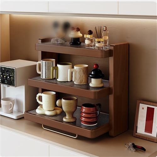 Coffee Mug Holder Rack, 3-Tier Countertop Display Shelf, Solid Wood Desktop Storage for Kitchen, Dining Room, Coffee Bar by Unknown