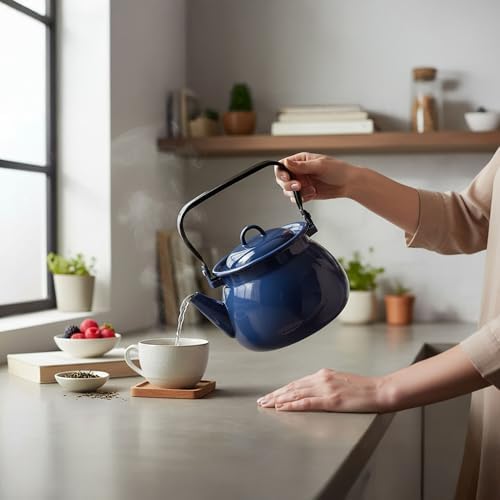 Vintage Enamel Kettle, Tea Pot Stovetop for Hot Water Fast to Boil, Teapot for Stovetop, Hot Water Kettle Teapot (Valentine Vintage 3.5L) - Image 2