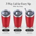 Pandance 20oz Stainless Steel Insulated Tumblers Bulk, Red, 12 Pack - Image 2