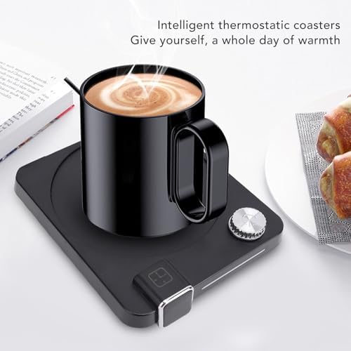 Coffee Mug Warmer, 9 Temperature Settings, Electric Cup Warmer with Auto Shut Off Timer, for Desk Use, Coffee Tea Milk Beverage, Black, 110V US Plug (US Plug 110V) - Image 2