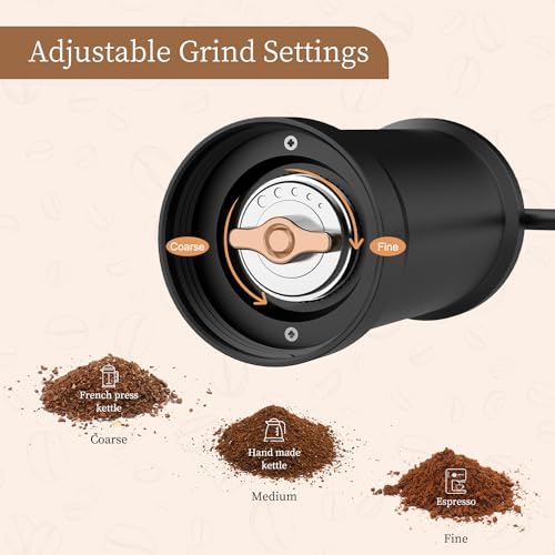 Manual Coffee Grinder, Stainless Steel Conical Burr Hand Mill with Glass Jar, Adjustable Settings, Portable Coffee Bean Grinder for Espresso, Pour Over, French Press, Black - Image 2