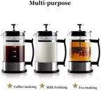 French Press Coffee Maker With 3 Filters System, Stainless Steel French Coffee Press Thick Heat Resistant Glass Pot, Multifunction Brewed Coffee Pot For Camping(350ml) - Image 5
