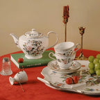 Aynsley Vintage Porcelain Tea Set for Women Tea Party, 5 Piece Cup and Saucer Set, Wedding Floral Teapot Set for Adults(Flower Style) - Image 6