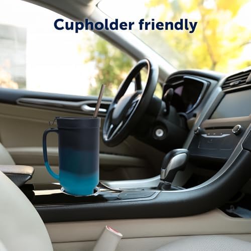 Silipint 64oz Silicone Tumbler with Handle, Flip Lid and Straw – BPA-Free, Non-Toxic, Freezer, Microwave, Dishwasher Safe Tumbler – Perfect for Tea, Smoothies (Moon Beam) Pack of 1 - Image 4