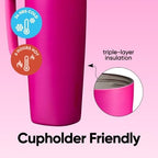 Owala SmoothSip Slider Stainless Steel Insulated Travel Mug with Handle, 100% Leak Proof, For Hot and Cold Drinks, Travel Friendly with Sliding Lock Lid, 24 oz, BPA Free, Leak Proof, Read My Lips - Image 4
